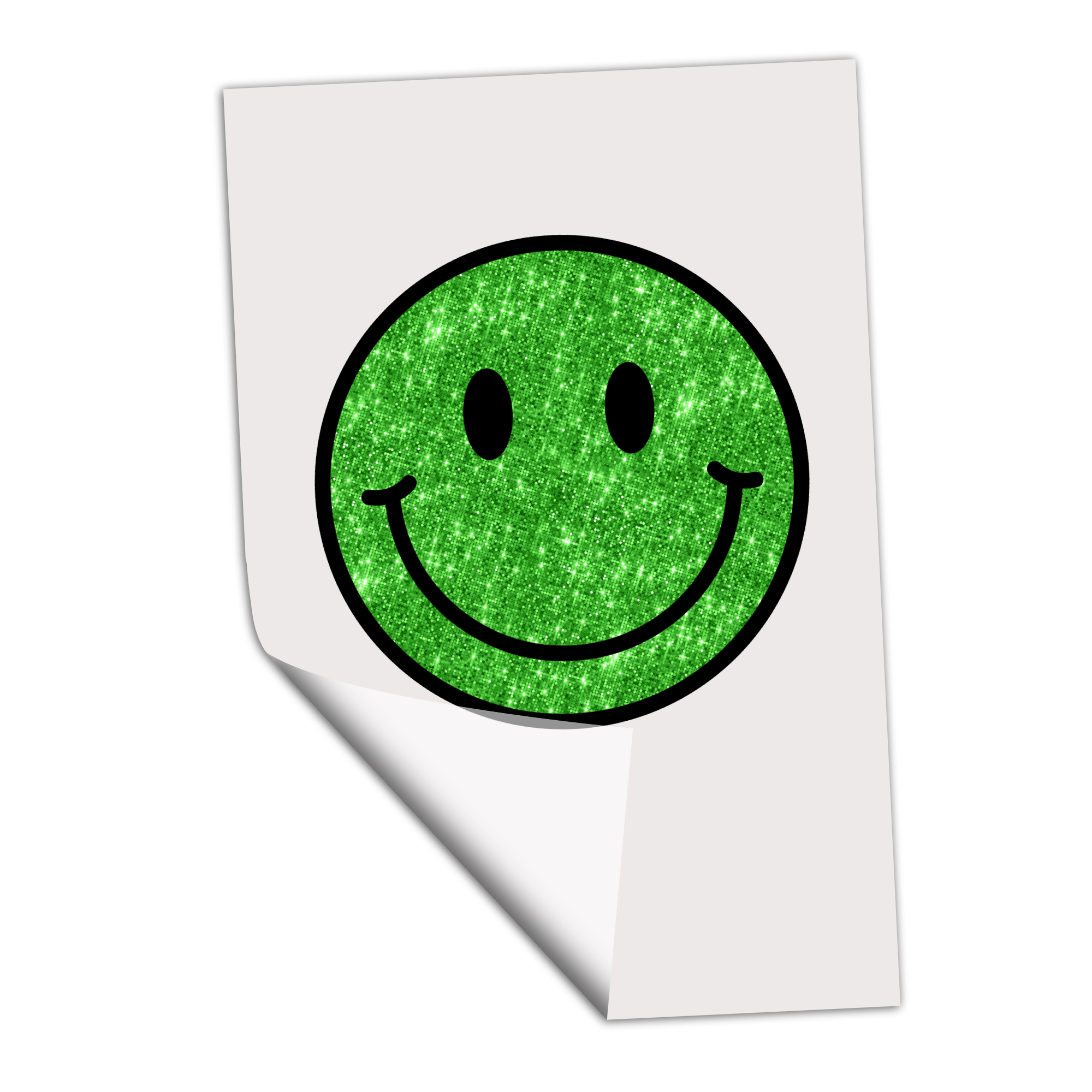 Grass Green Sequin Smiley - DTF Transfer