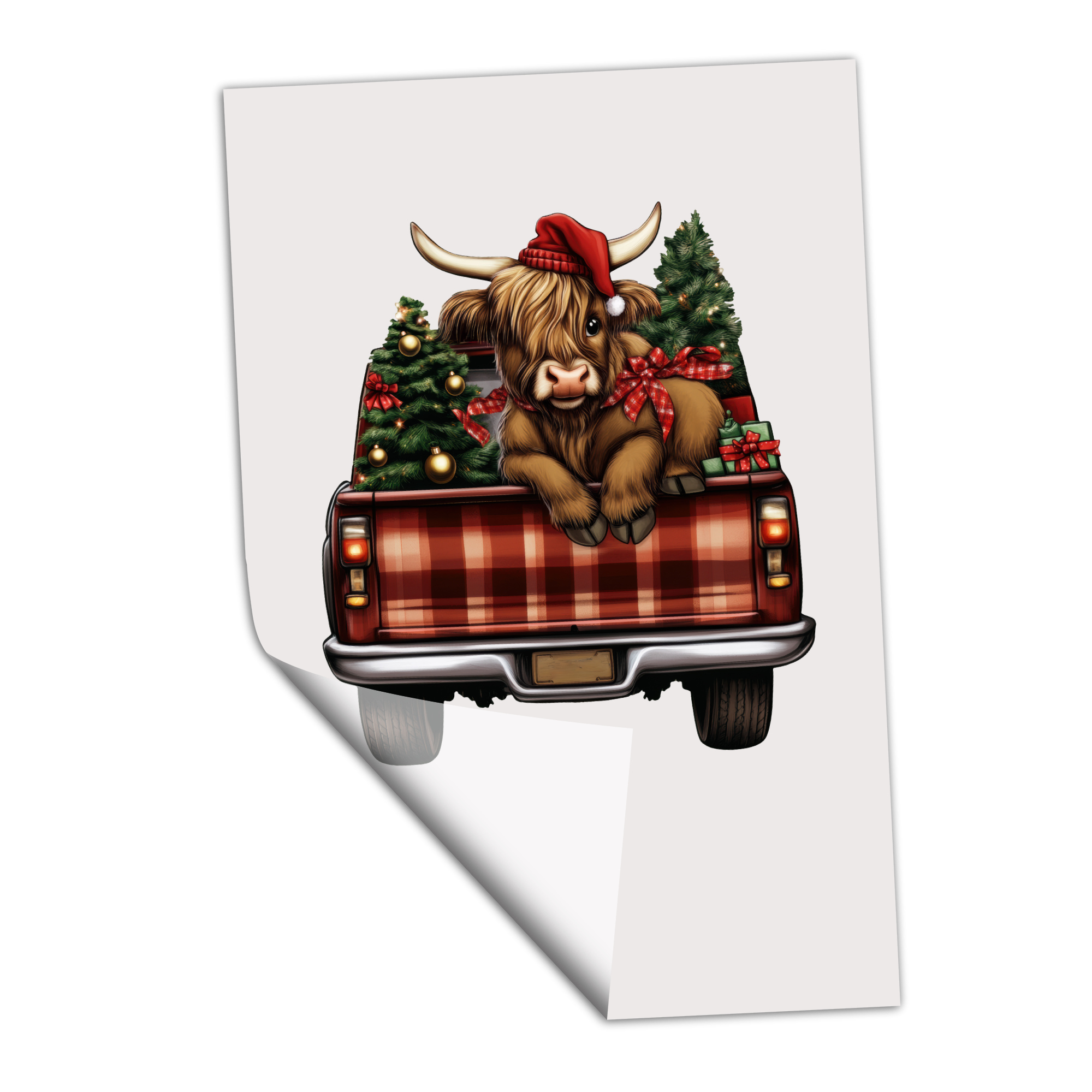 Highland Cow Christmas Truck - DTF Transfer