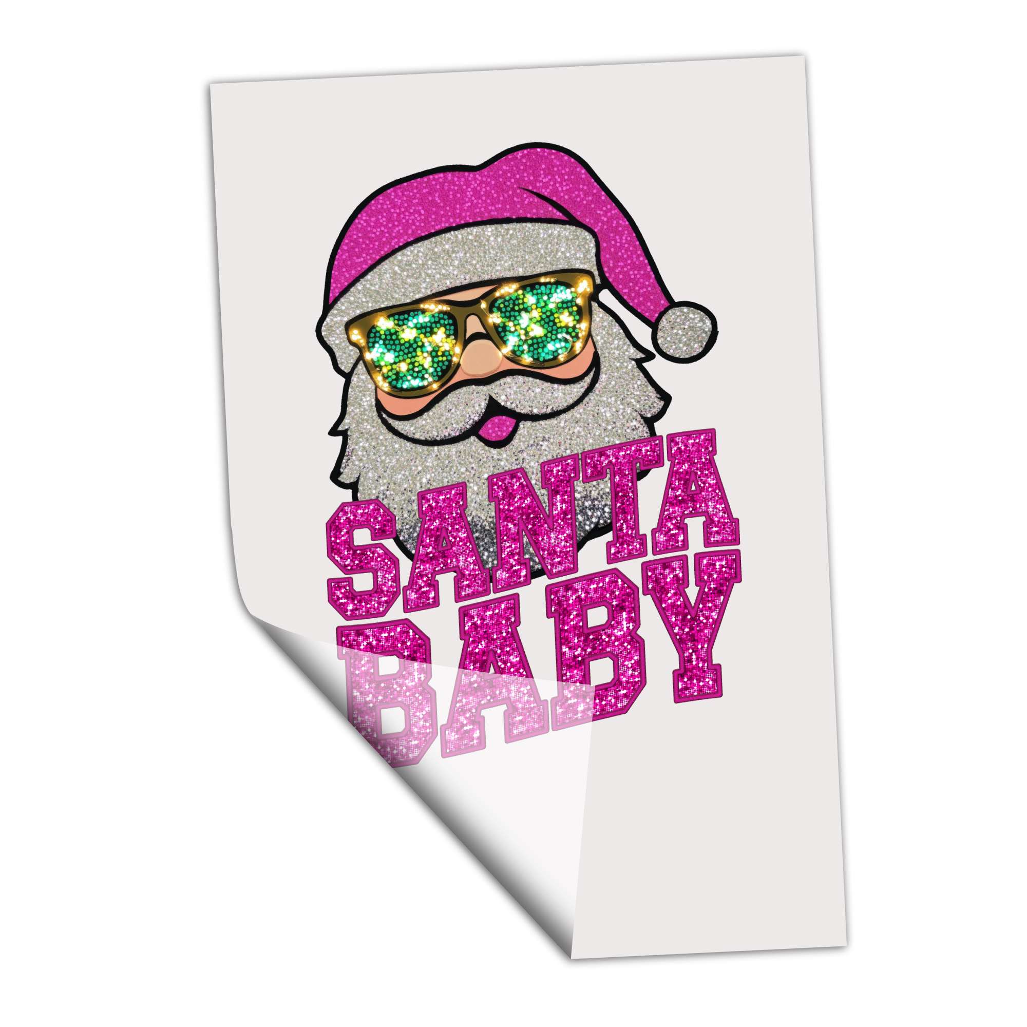 Santa Baby Pink Faux Sequins - Transfer