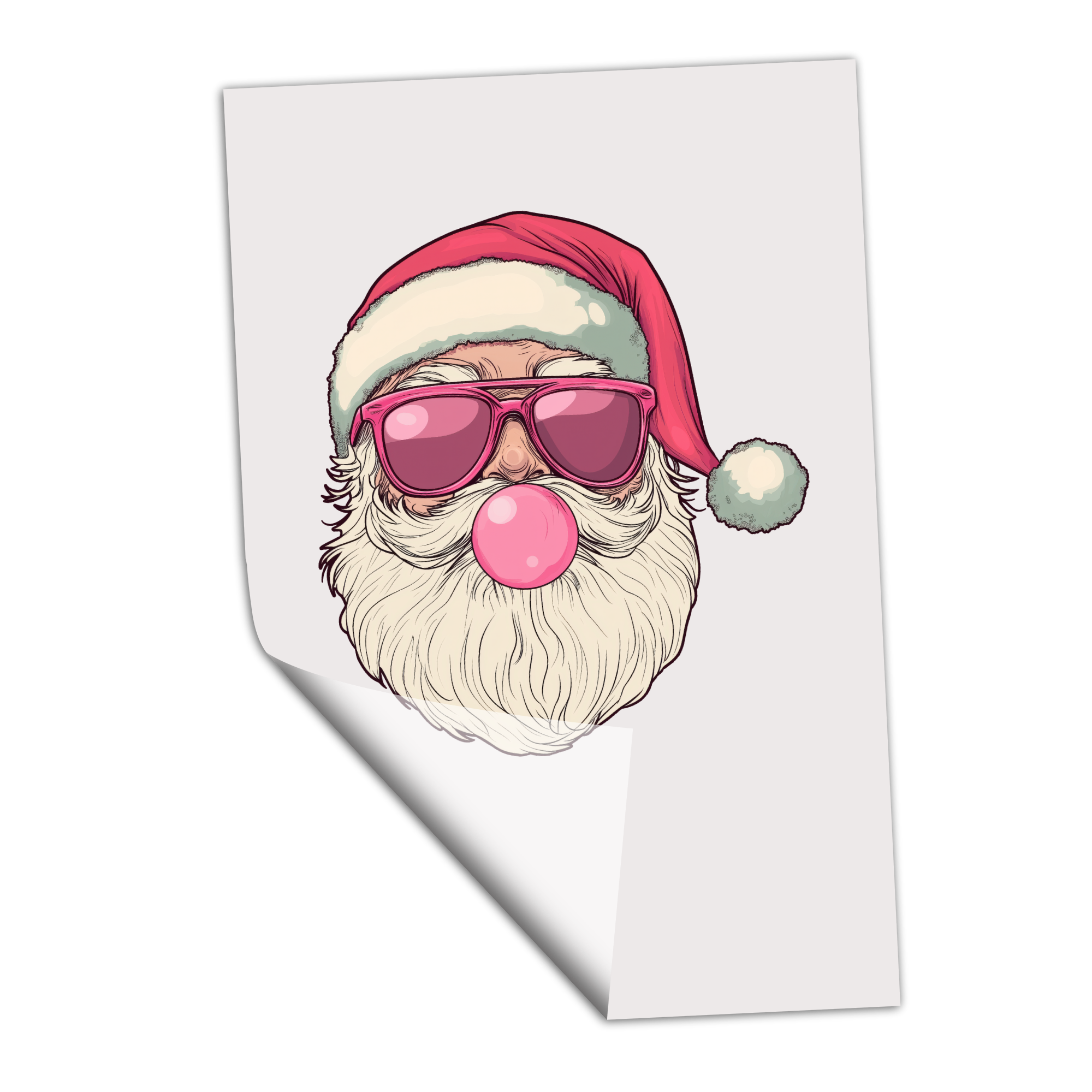 Santa Pink Sunglasses Retro Sketch - Transfer